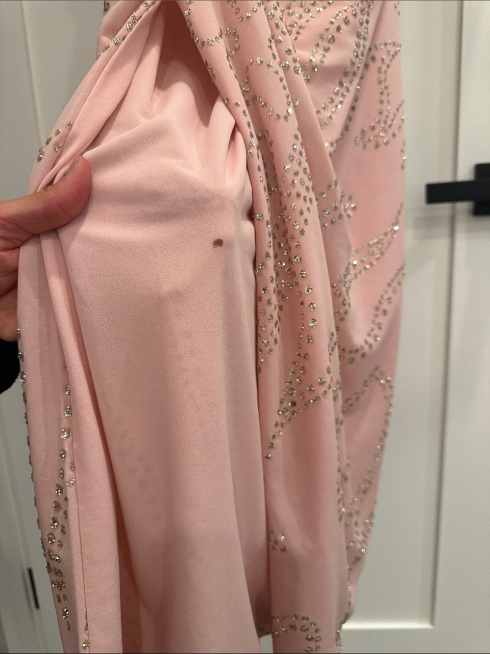 1970’s Pink Long Sleeve Glitter Maxi Evening Prom Dress - Picture 13 of 13